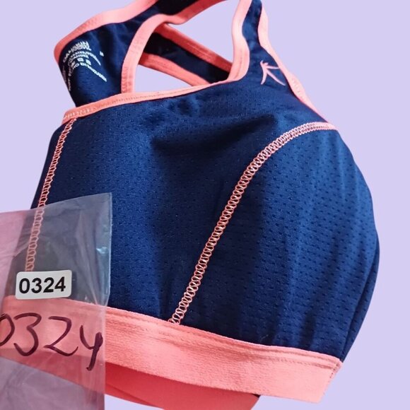 Danskin Now Womens Racerback Sports Bra Medium Navy & Coral - Picture 7 of 8